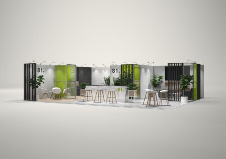 Stoisko targowe narożne 10x8m (80m²) – profesjonalne stoisko narożne