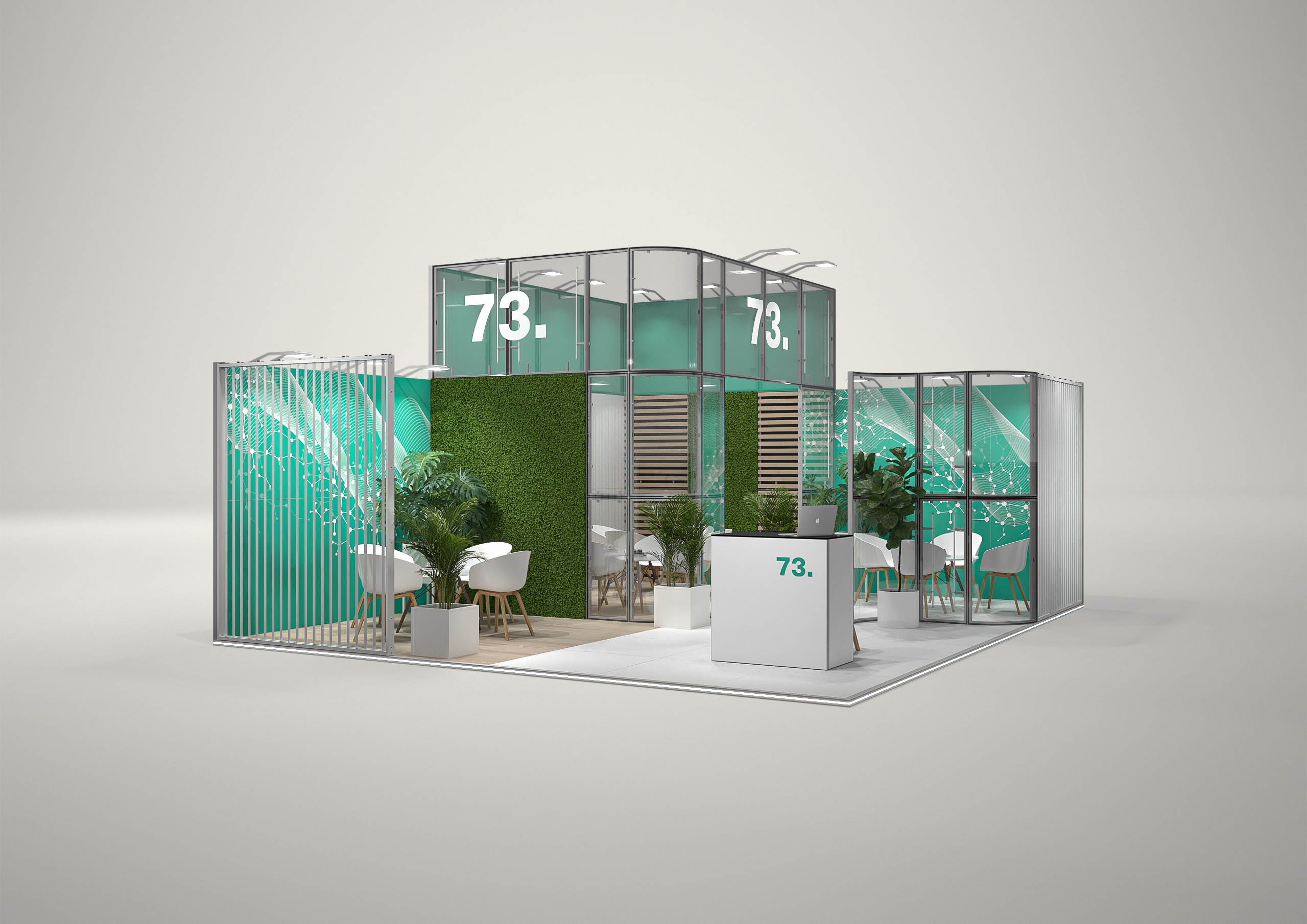 Stoisko targowe narożne 6x3m (18m²) – otwarta zabudowa narożna