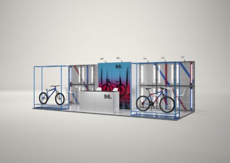 Stoisko targowe półwyspowe 8x3m (24m²) – nowoczesne stoisko półwyspowe