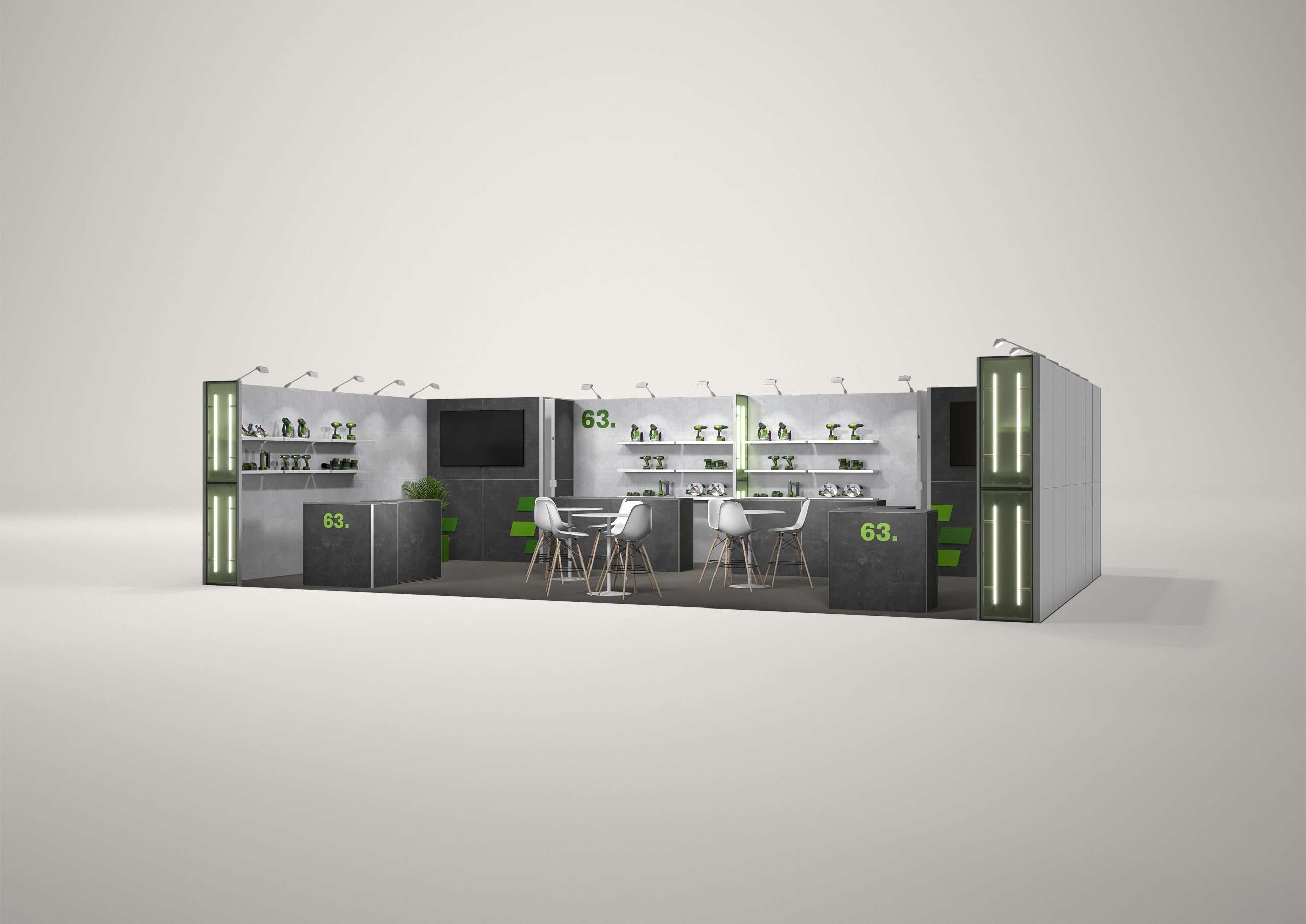 Stoisko targowe szeregowe 10x6m (60m²) – projekt zabudowy szeregowej