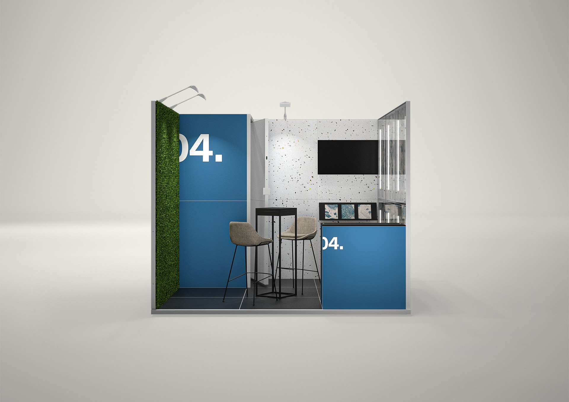 Stoisko targowe szeregowe 3x3m (9m²) – projekt zabudowy szeregowej