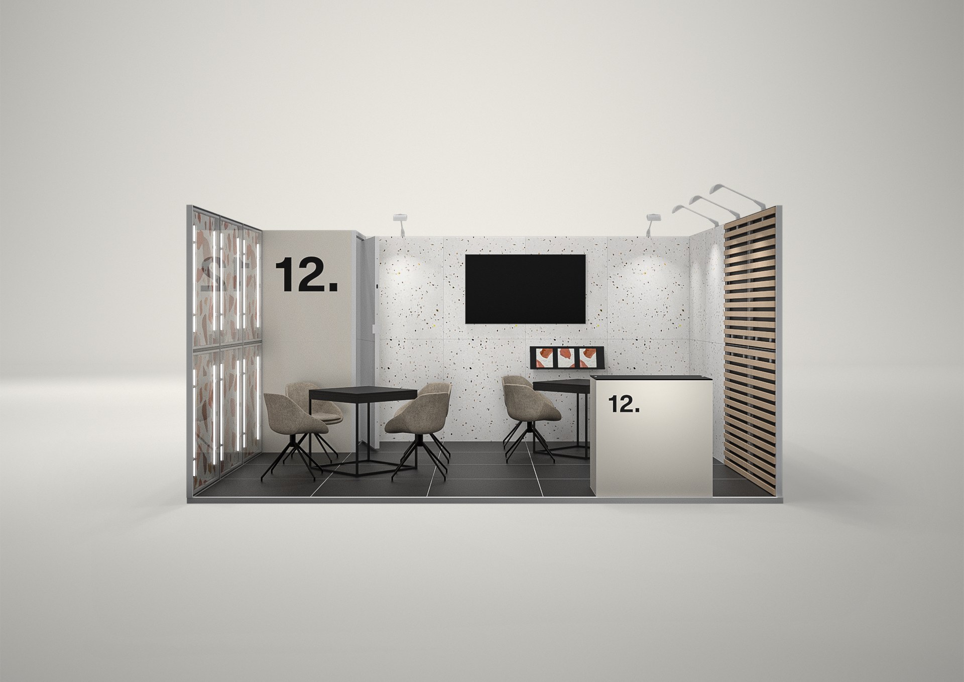 Stoisko targowe szeregowe 5x4m (20m²) – minimalistyczna zabudowa szeregowa
