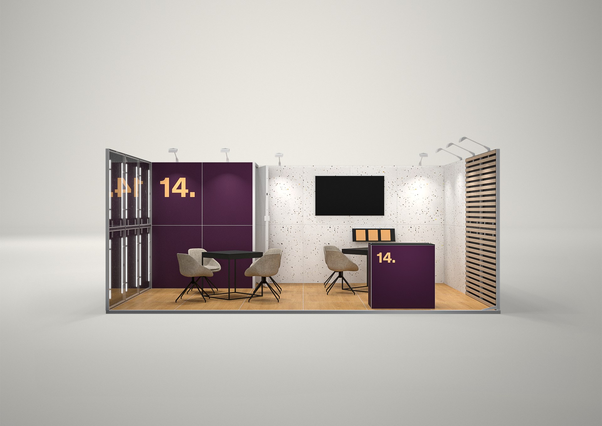 Stoisko targowe szeregowe 6x4m (24m²) – projekt zabudowy szeregowej