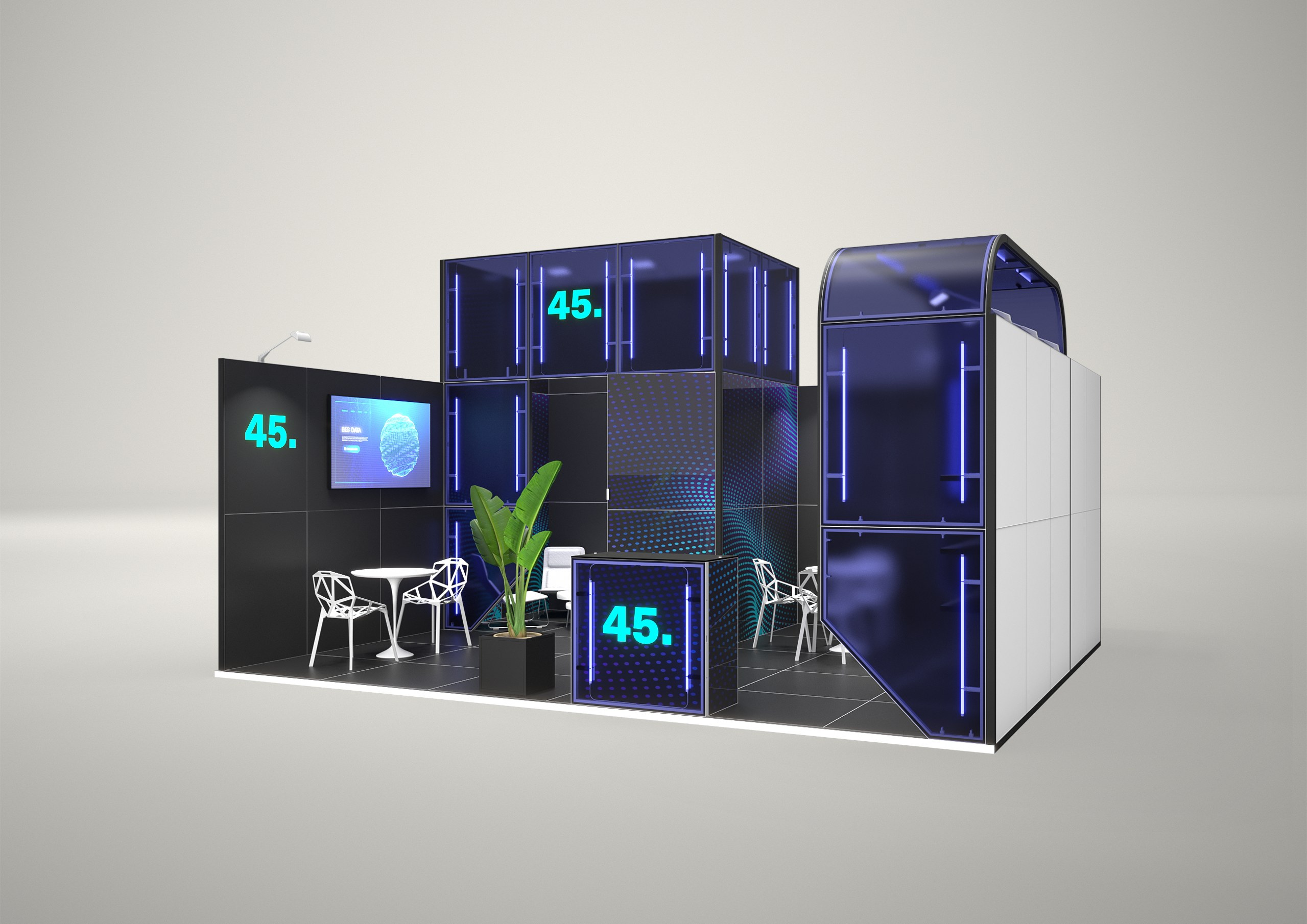 Stoisko targowe szeregowe 6x5m (30m²) – nowoczesne stoisko szeregowe