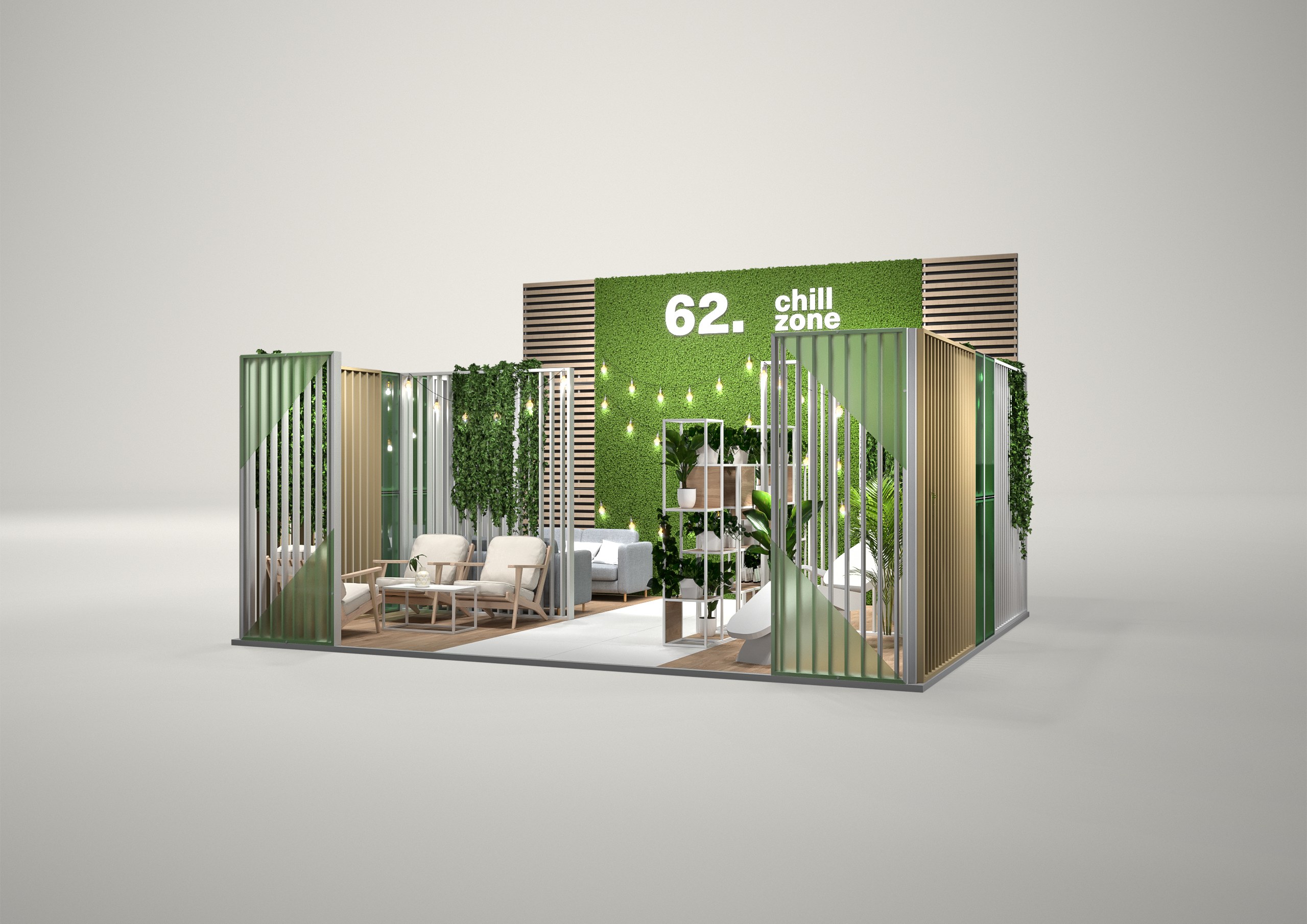 Stoisko targowe szeregowe 6x5m (30m²) – szeregowe stoisko z podświetleniem