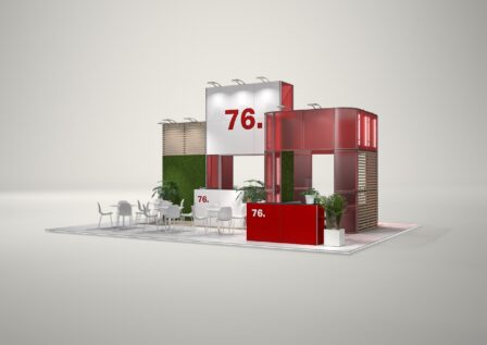 Stoisko targowe wyspowe 10x8m (80m²) – nowoczesne stoisko wyspowe
